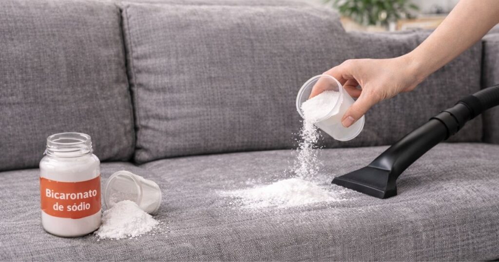 bicarbonato eliminando cheiro de mofo do sofá